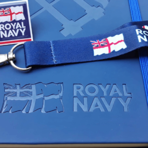 Branded notebook, lanyard, & pin badge