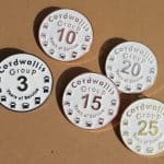 Pin badges, enamel infilled