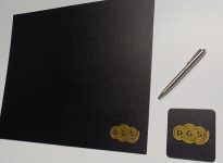 Gold foiled boardroom mat & coaster.